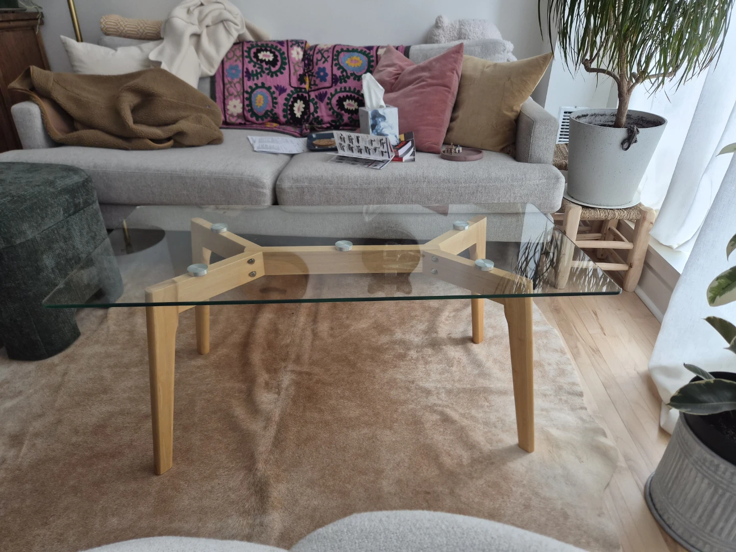 Glass top coffee table