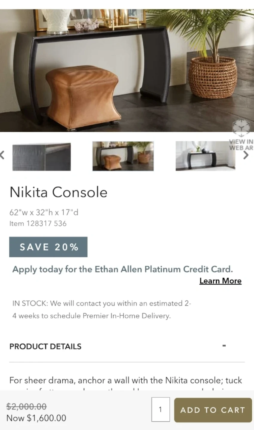 Ethan Allen Nikita Console Table - photo 3