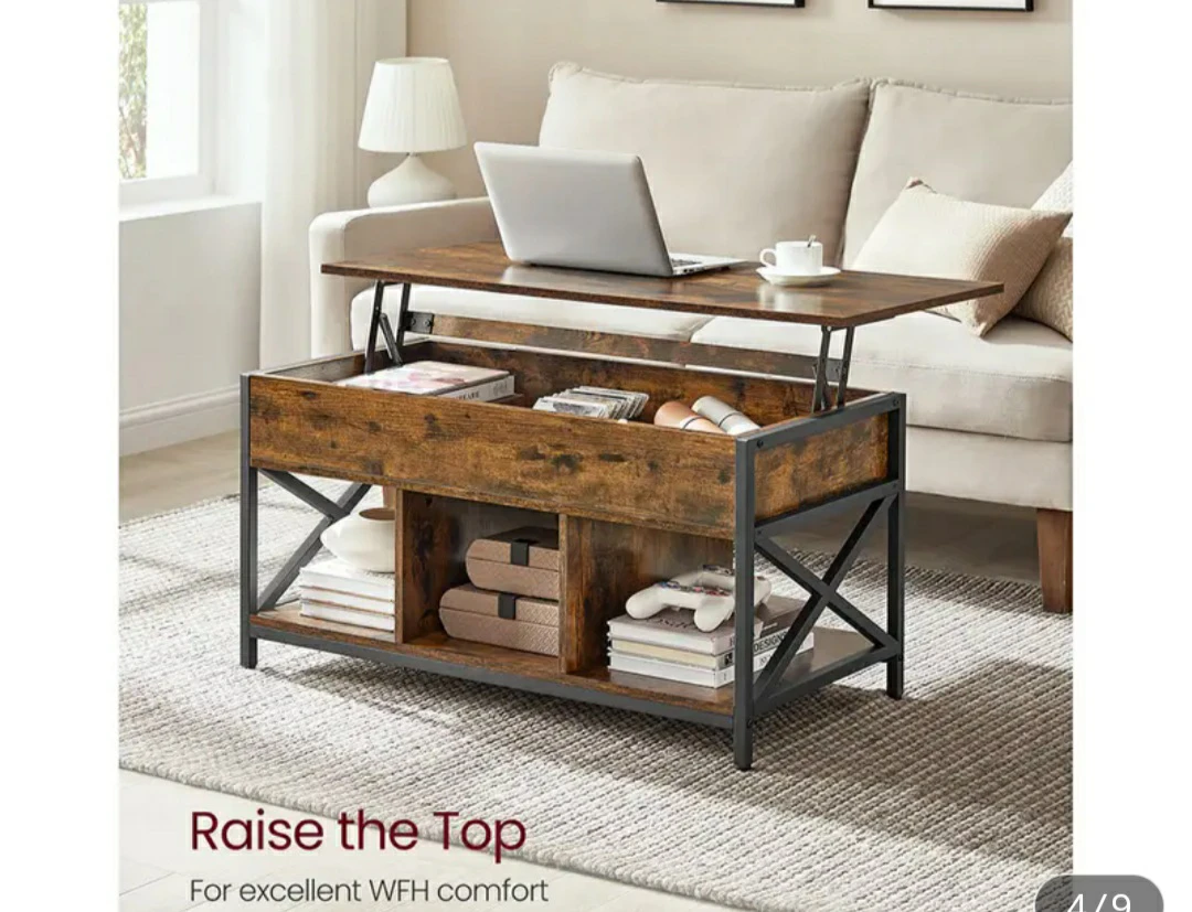 Lift Top Coffee Table with Storage Shelves - photo 3