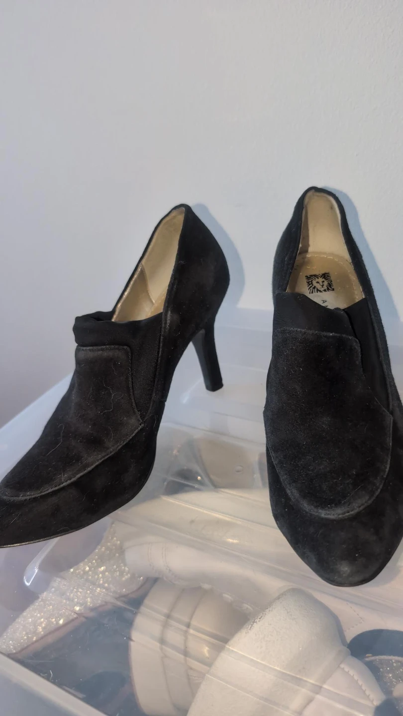 Anne Klein Black Suede Ankle Boots