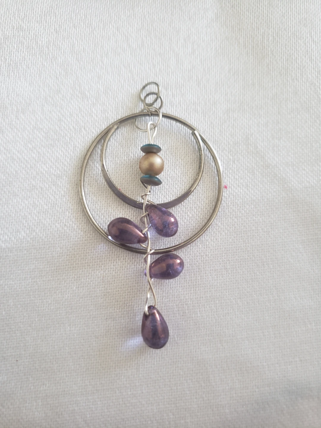 Handmade Pendant Necklace with Purple Beads