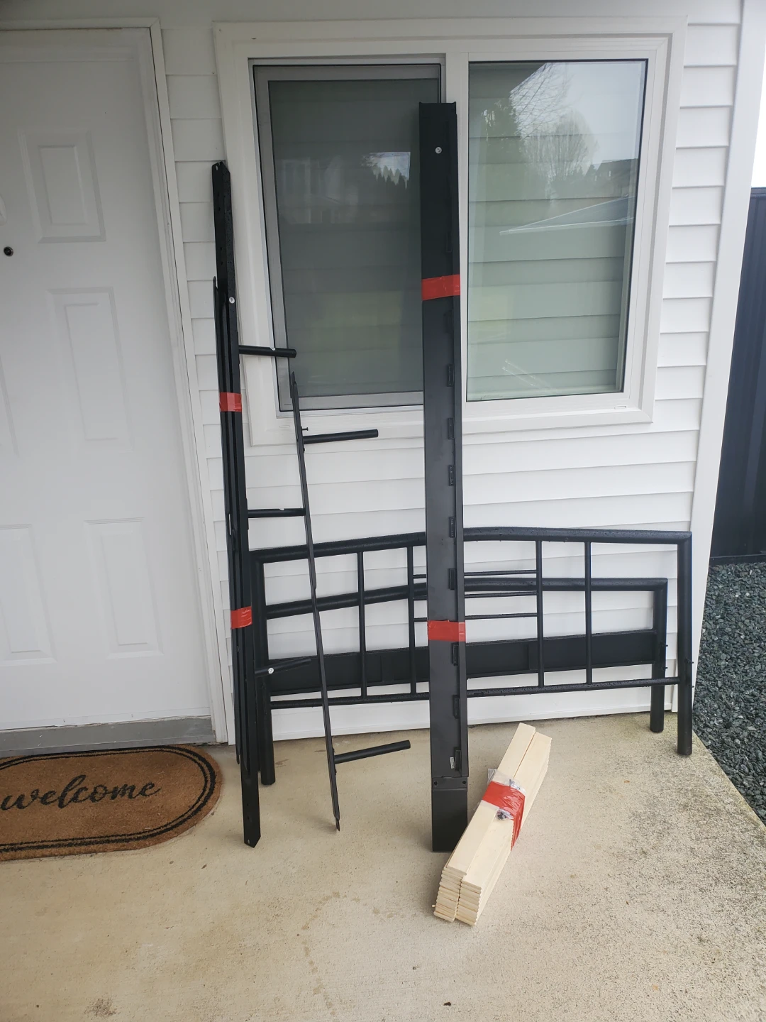 Black Metal Double Bed Frame with Slats - photo 3