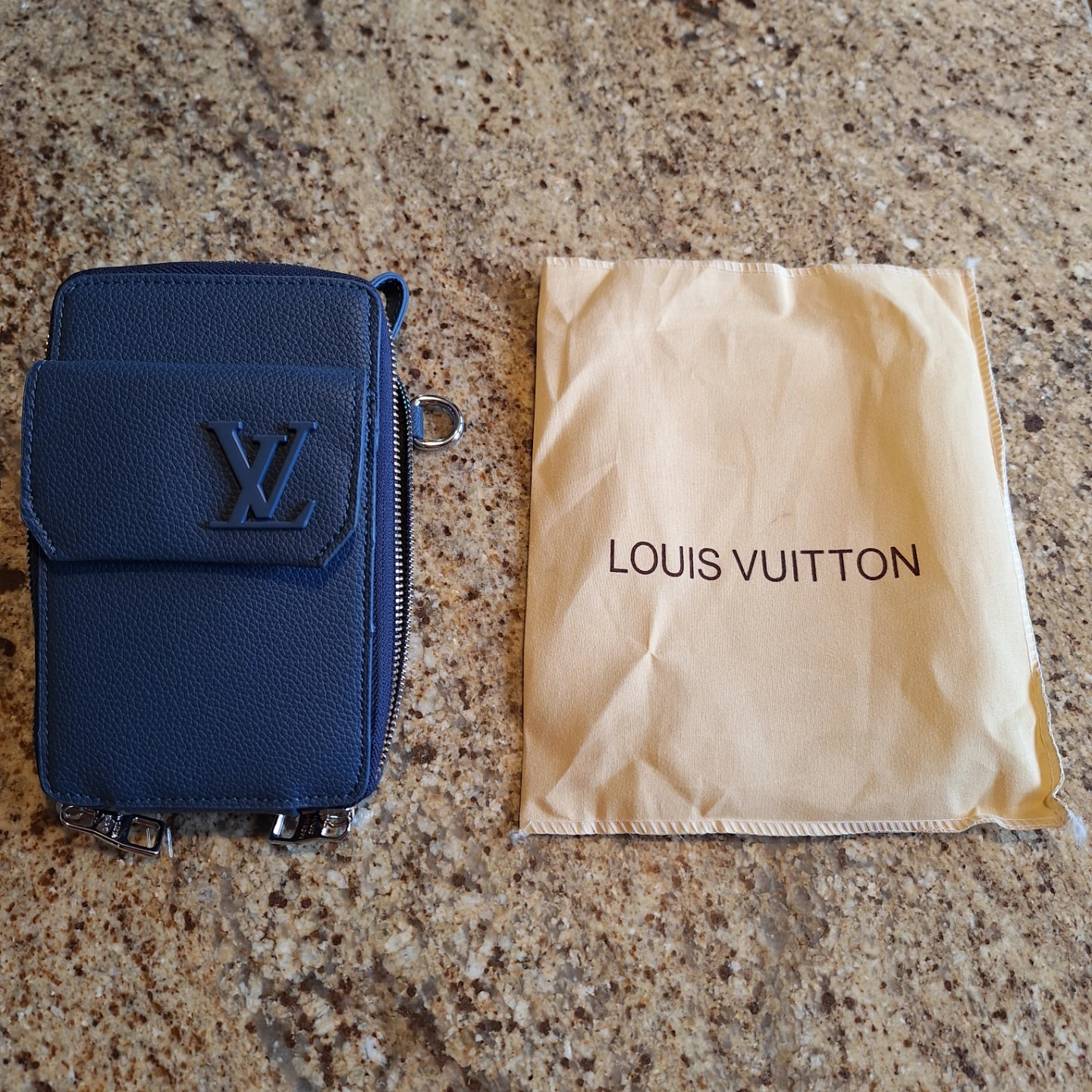 Louis Vuitton Blue Leather Phone Pouch Wallet - photo 2