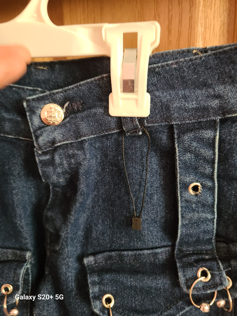 Blue Denim Capri Pants with White Stripes - photo 4