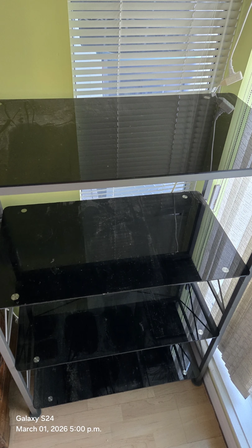 Glass Shelf Unit with Metal Frame - photo 5