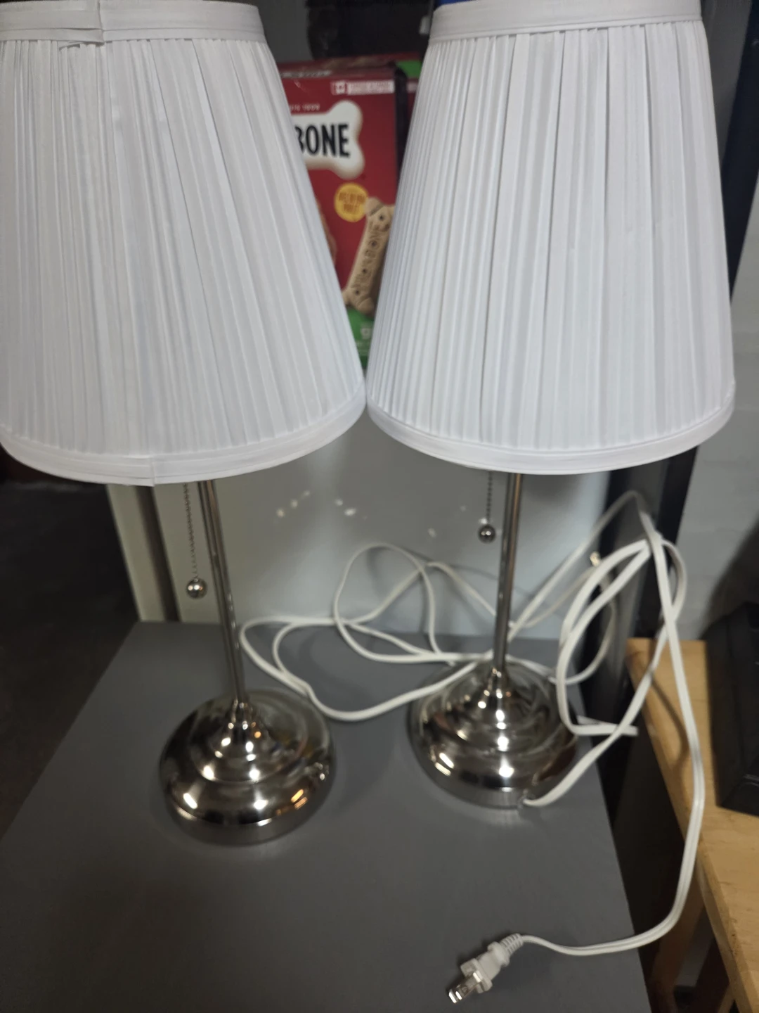 Set of 2 White Pleated Table Lamps