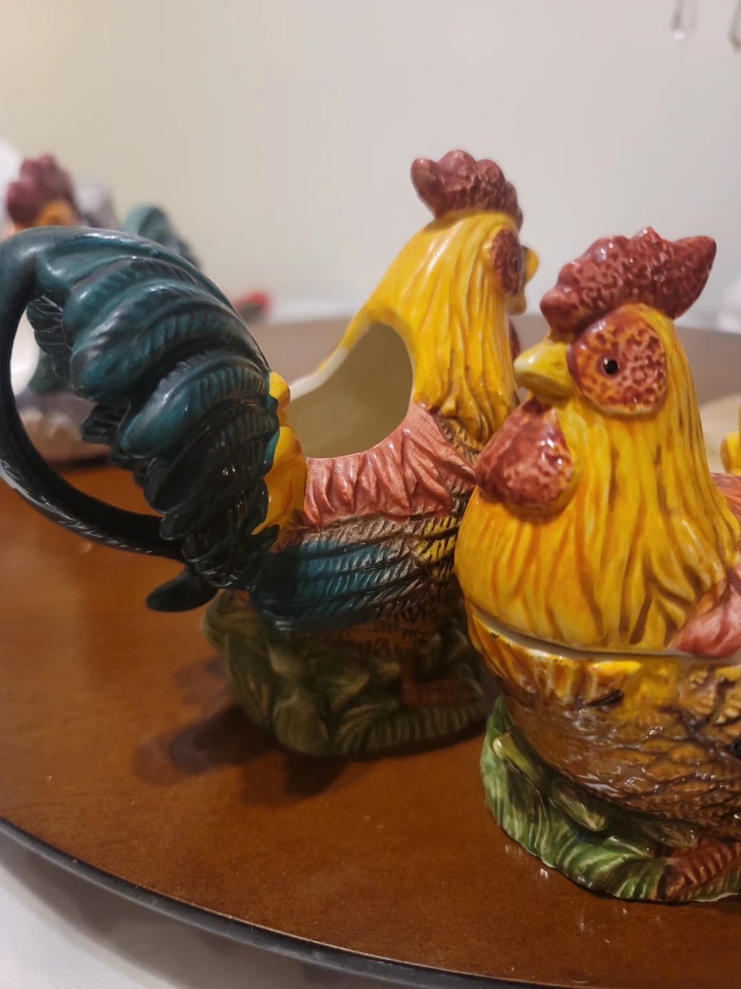 Rooster creamer and sugar bowl set
