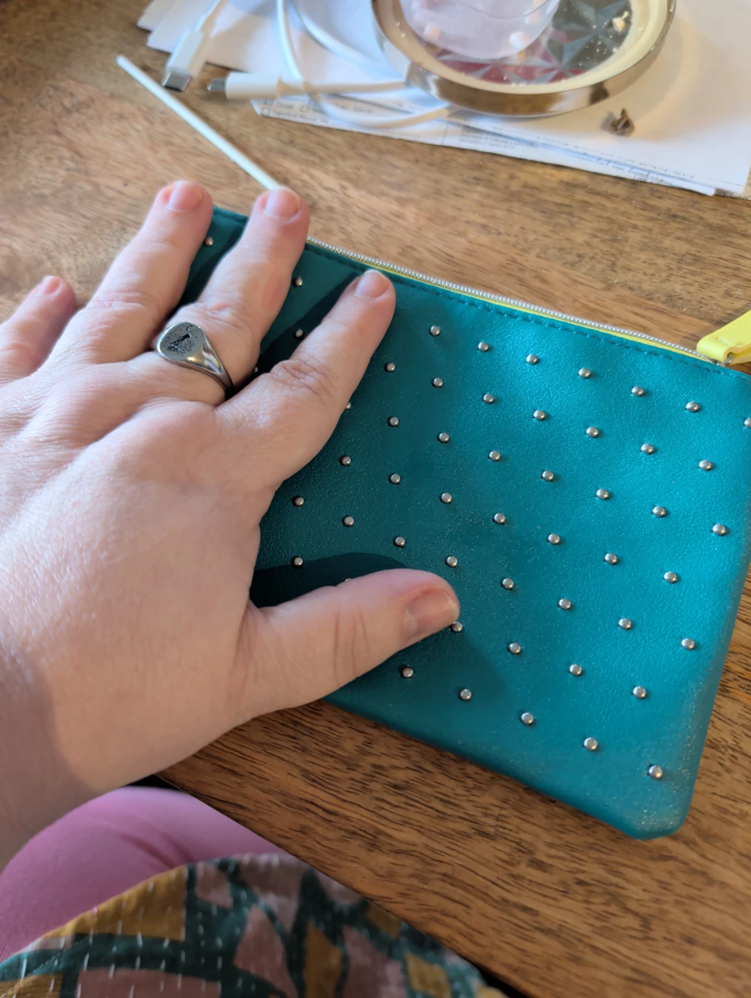 Teal Ipsy makeup bag with Studs - photo 2