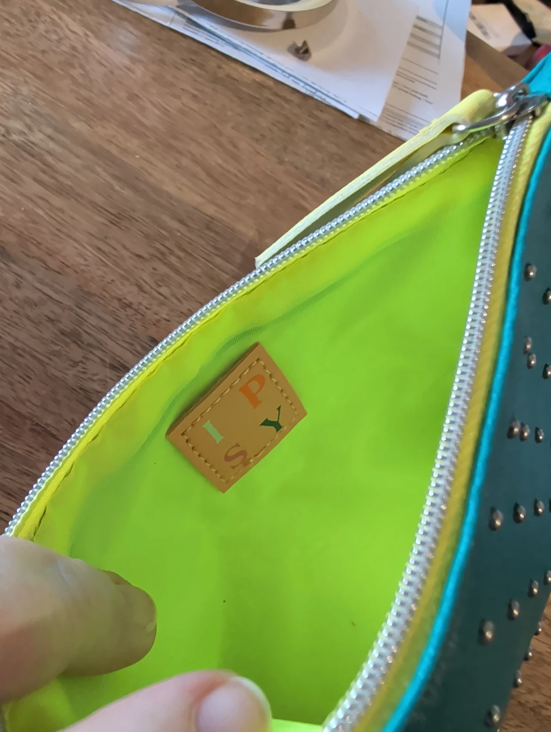 Teal Ipsy makeup bag with Studs - photo 4