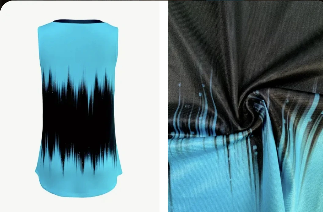 Sleeveless V-Neck Tunic Top - Blue & Black - photo 2