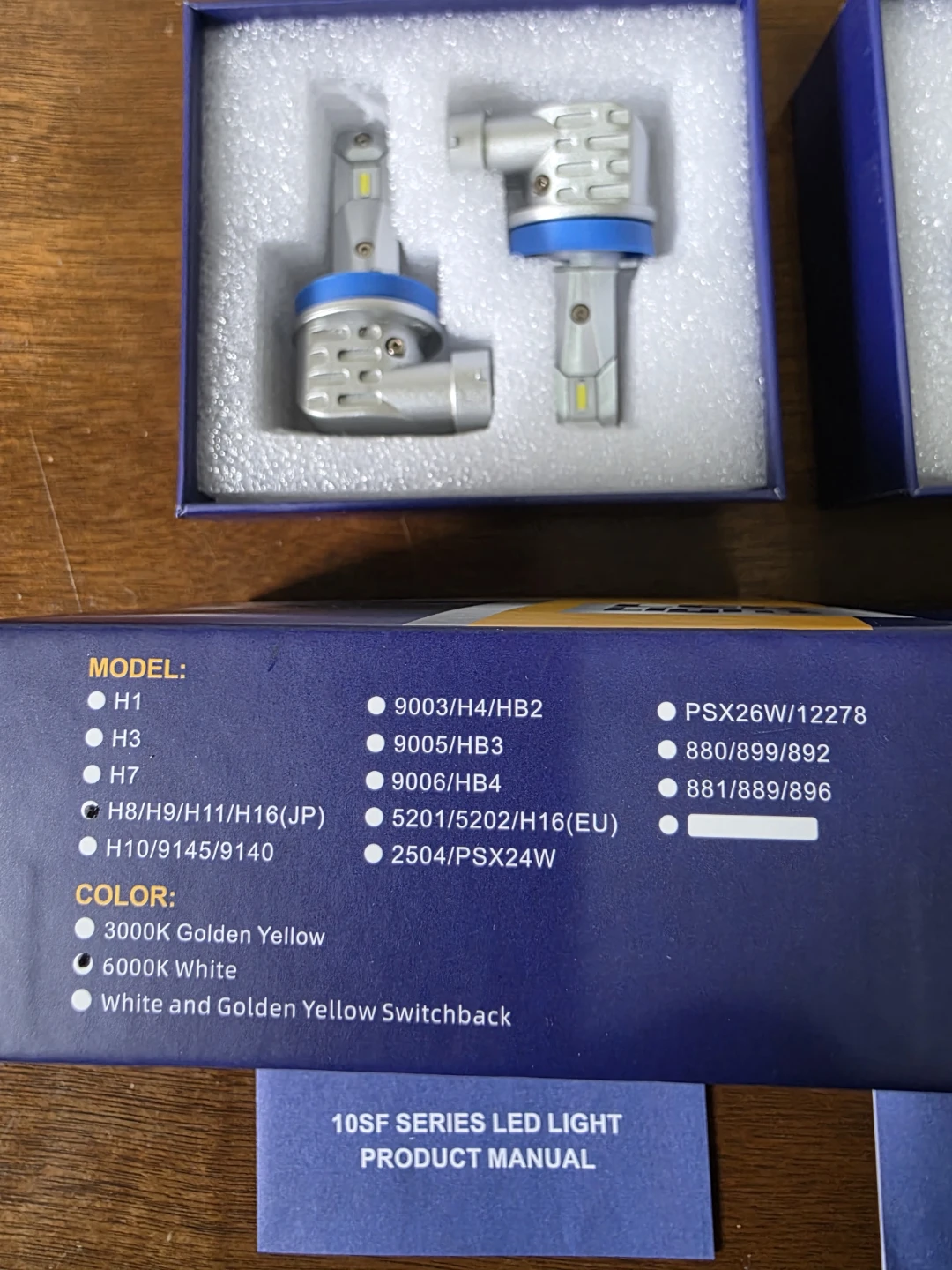 H7 6000K White LED Headlight Bulbs - Pair