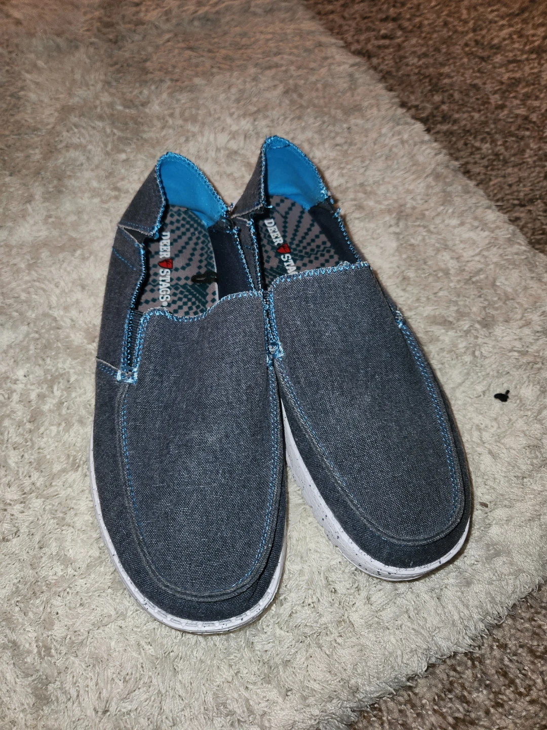 DEER STAGS Men's Slip On Shoes - Charcoal Blue