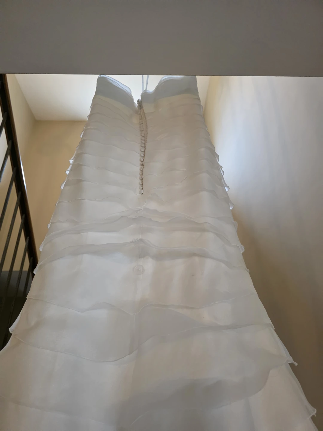 White Tiered Ruffle Wedding Dress Size 8 - photo 2