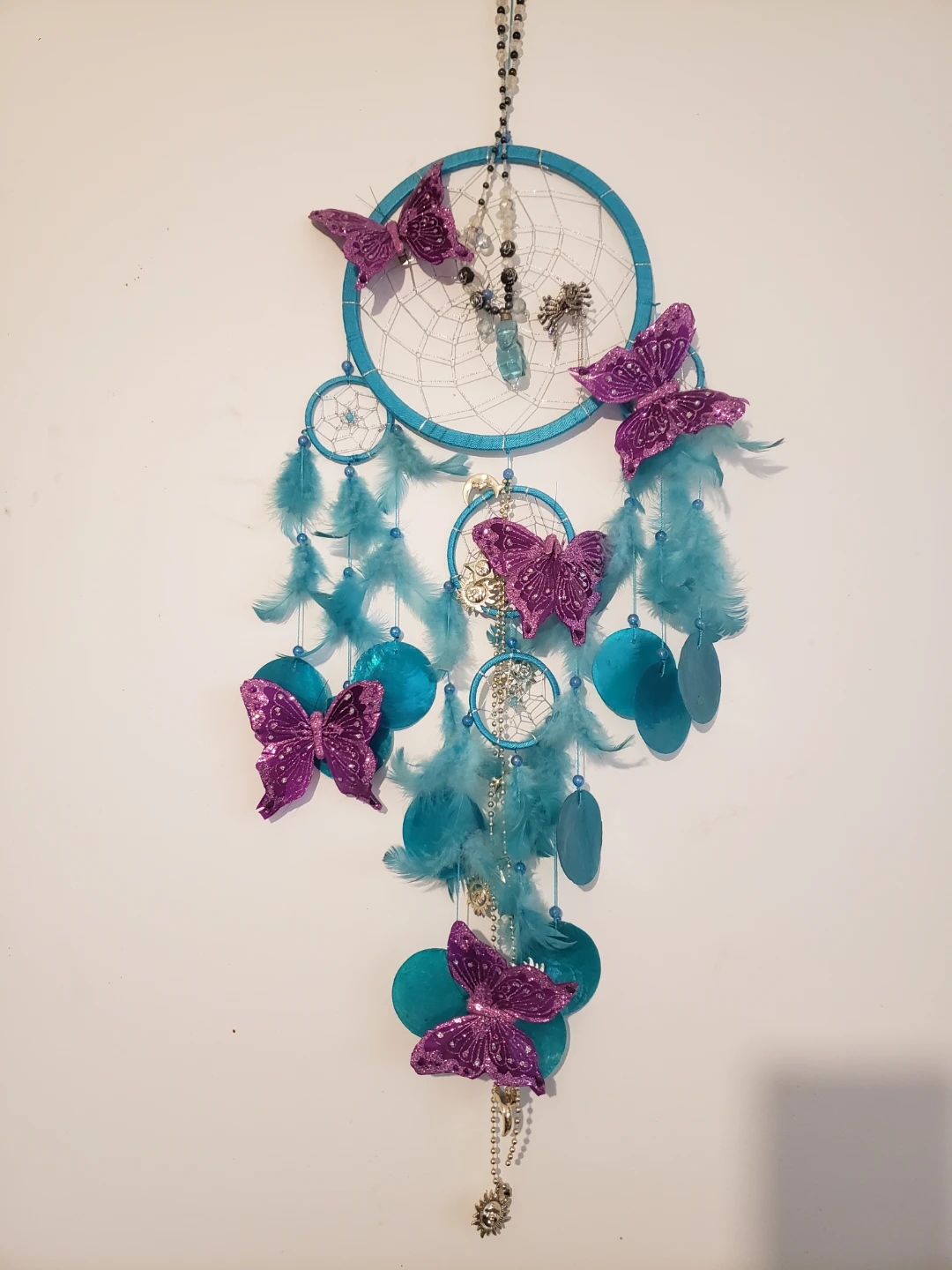 Dreamcatcher with Butterflies and Feathers
