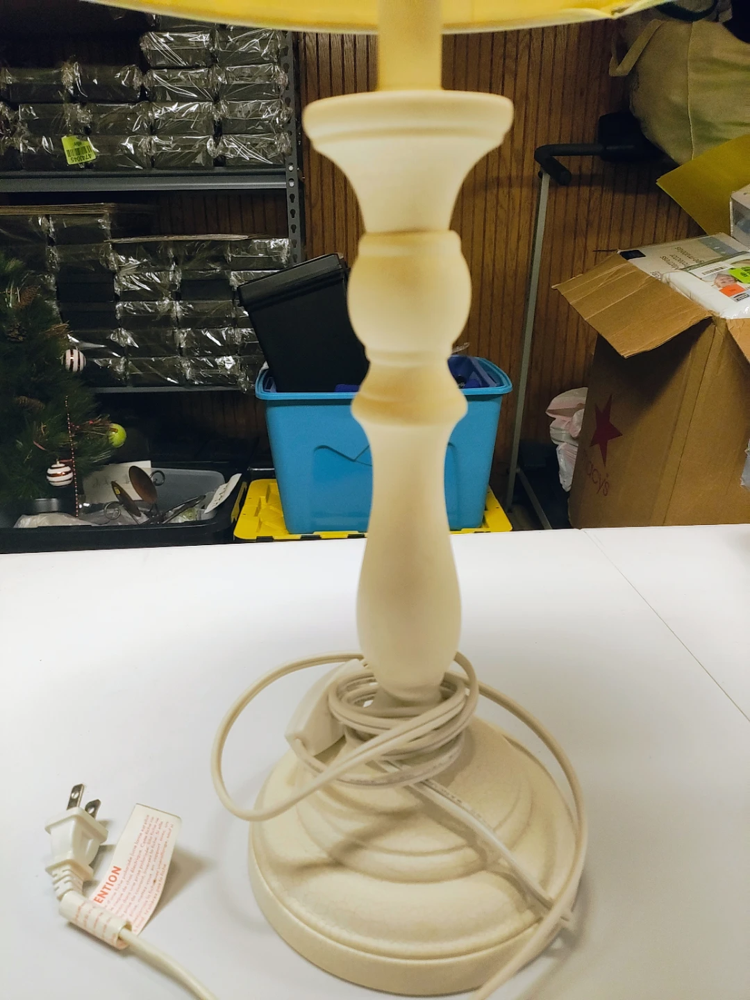 Cream Table Lamp with Yellow/Green Shade - photo 2