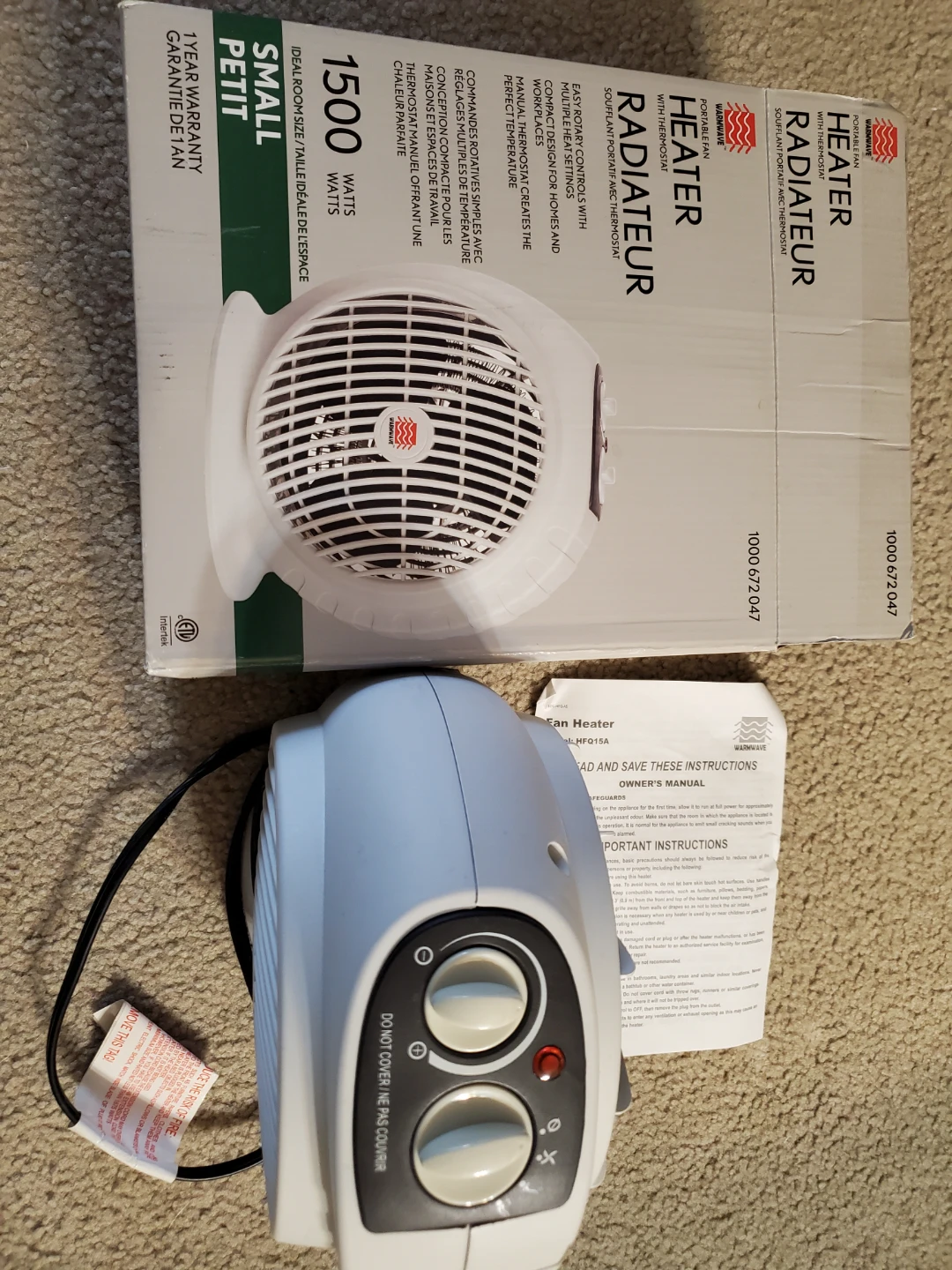 Warmwave Portable Fan Heater with Thermostat - photo 3