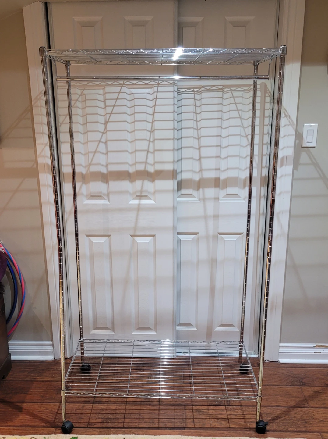 Chrome Wire Garment Rack with Shelves