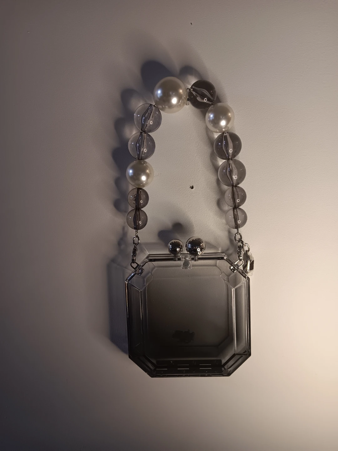 Acrylic Clutch with Pearl Beaded Handle