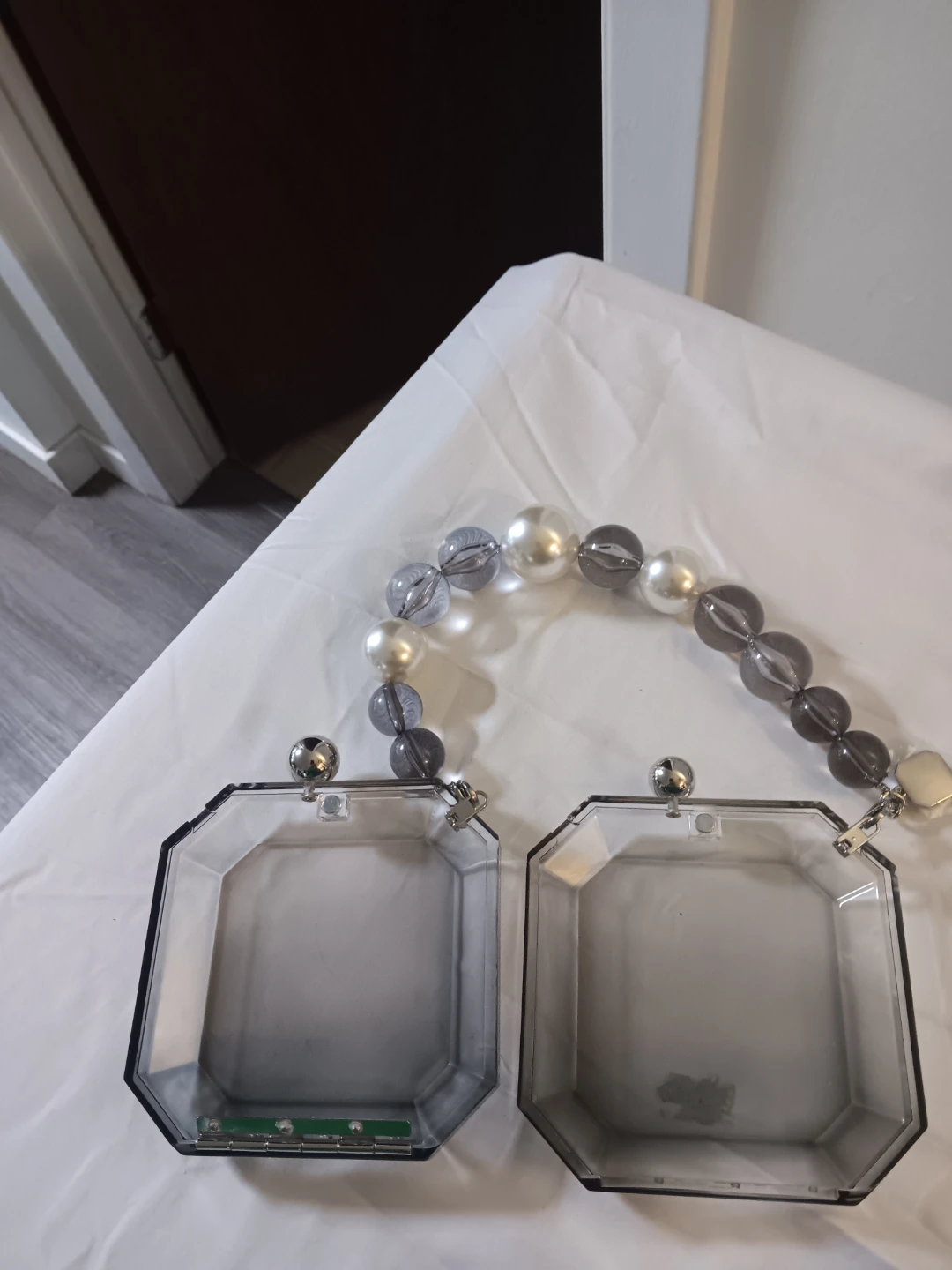 Acrylic Clutch with Pearl Beaded Handle - photo 2