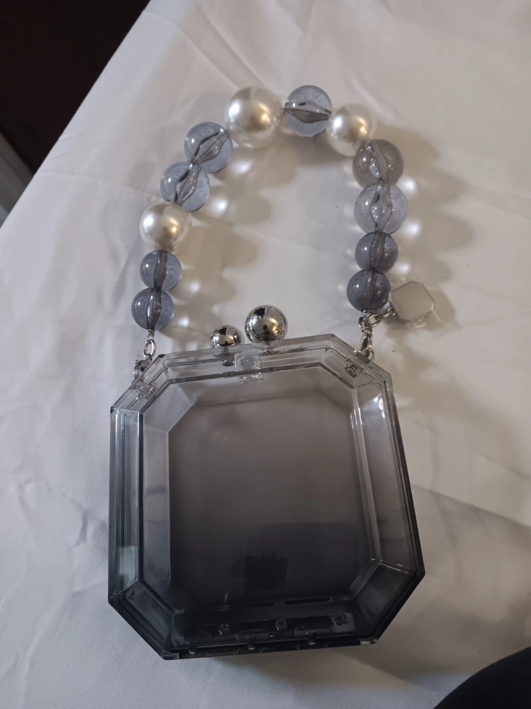 Acrylic Clutch with Pearl Beaded Handle - photo 3