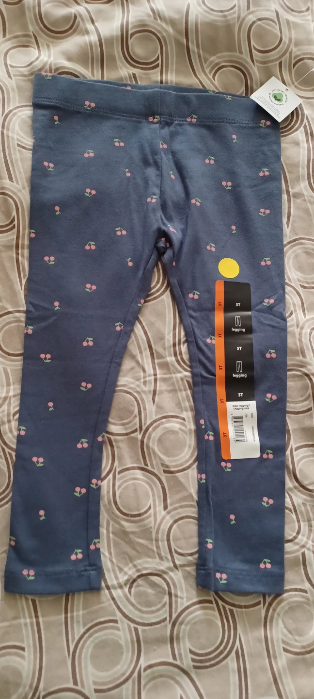 Girl's 3T Leggings - Blue Cherry Print