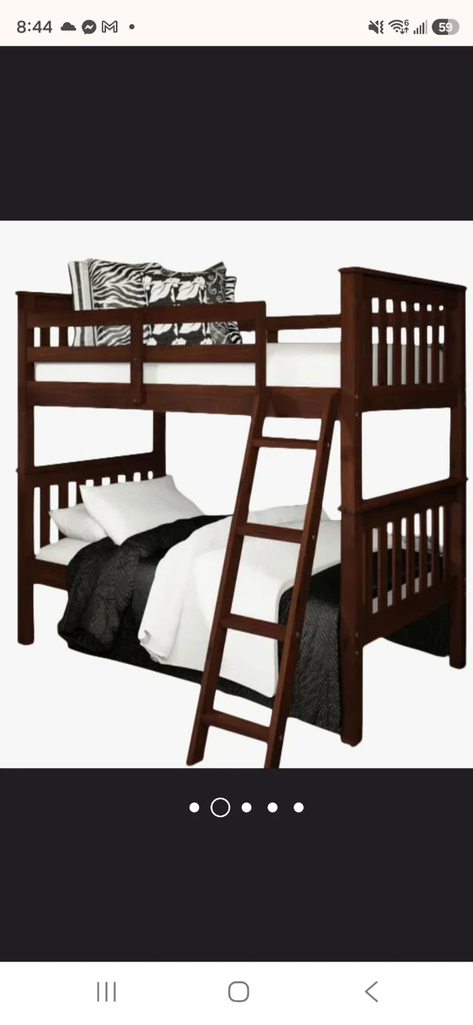 Wooden Bunk Bed with Ladder - Twin Over Twin