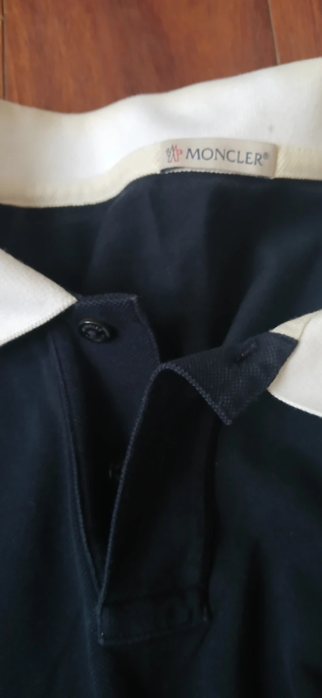 Moncler Navy Polo Shirt with White Collar - photo 2