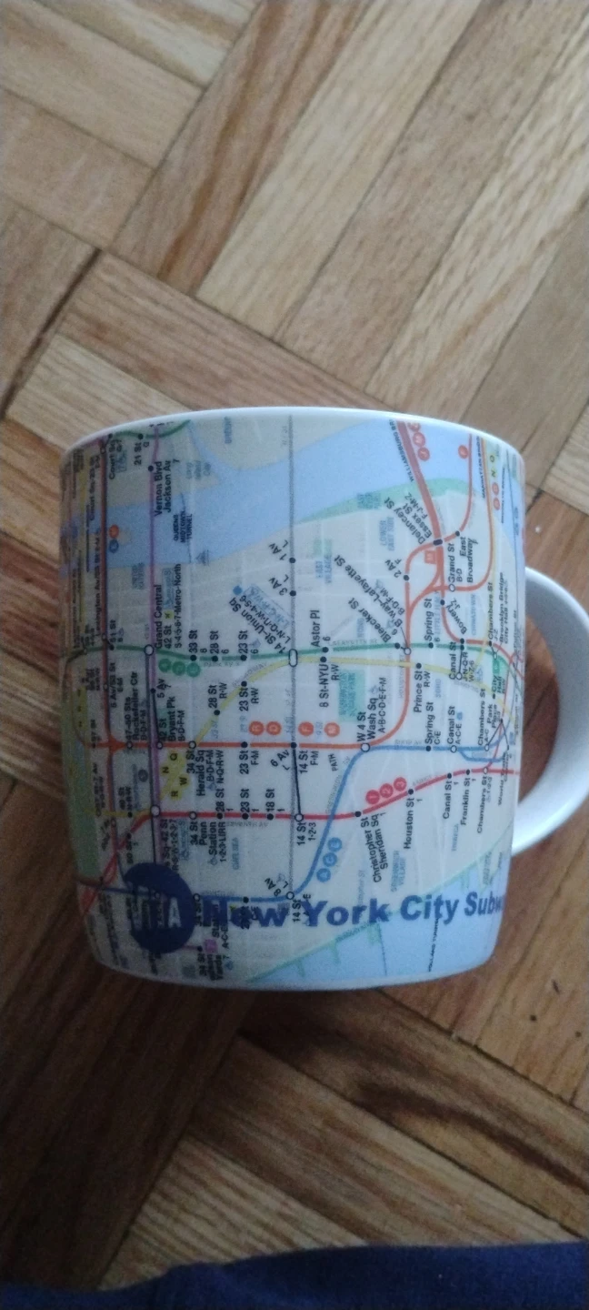 Vintage NYC Subway Map Mug - Pre-9/11 Twin Towers Logo