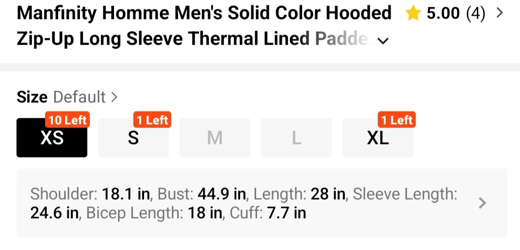 Men's Fleece-Lined Puffer Jacket with Hood -Size XS - photo 3