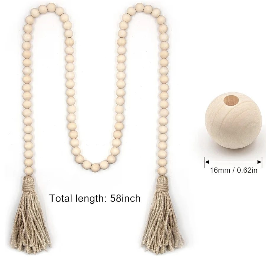 Wooden Bead Garland with Tassels x2 - photo 5