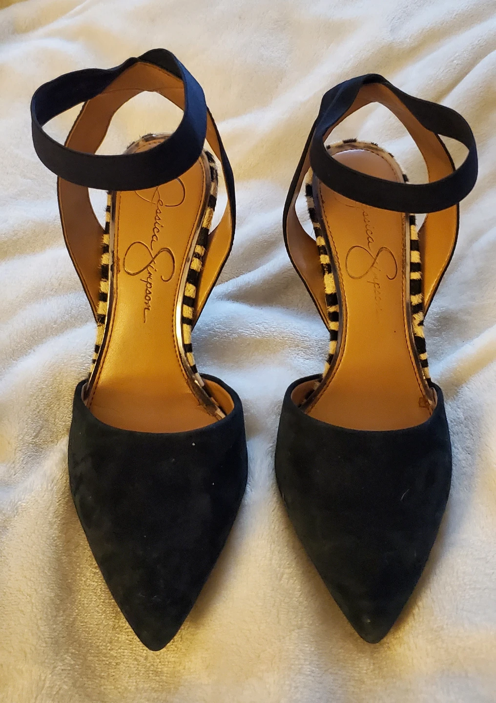Jessica Simpson Black Suede Ankle Strap Heels - Size 6