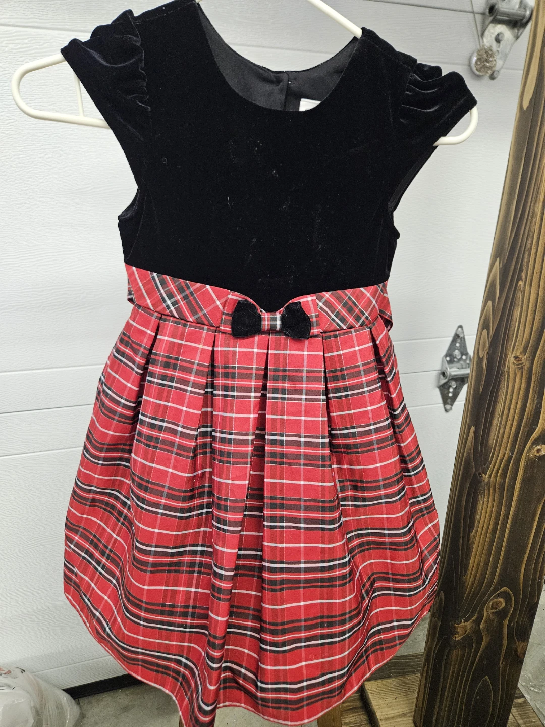 Girls Plaid & Velvet Dress, 5
