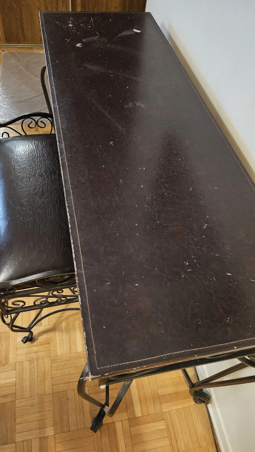 Wrought Iron Console Table with Mirror and bench - photo 2