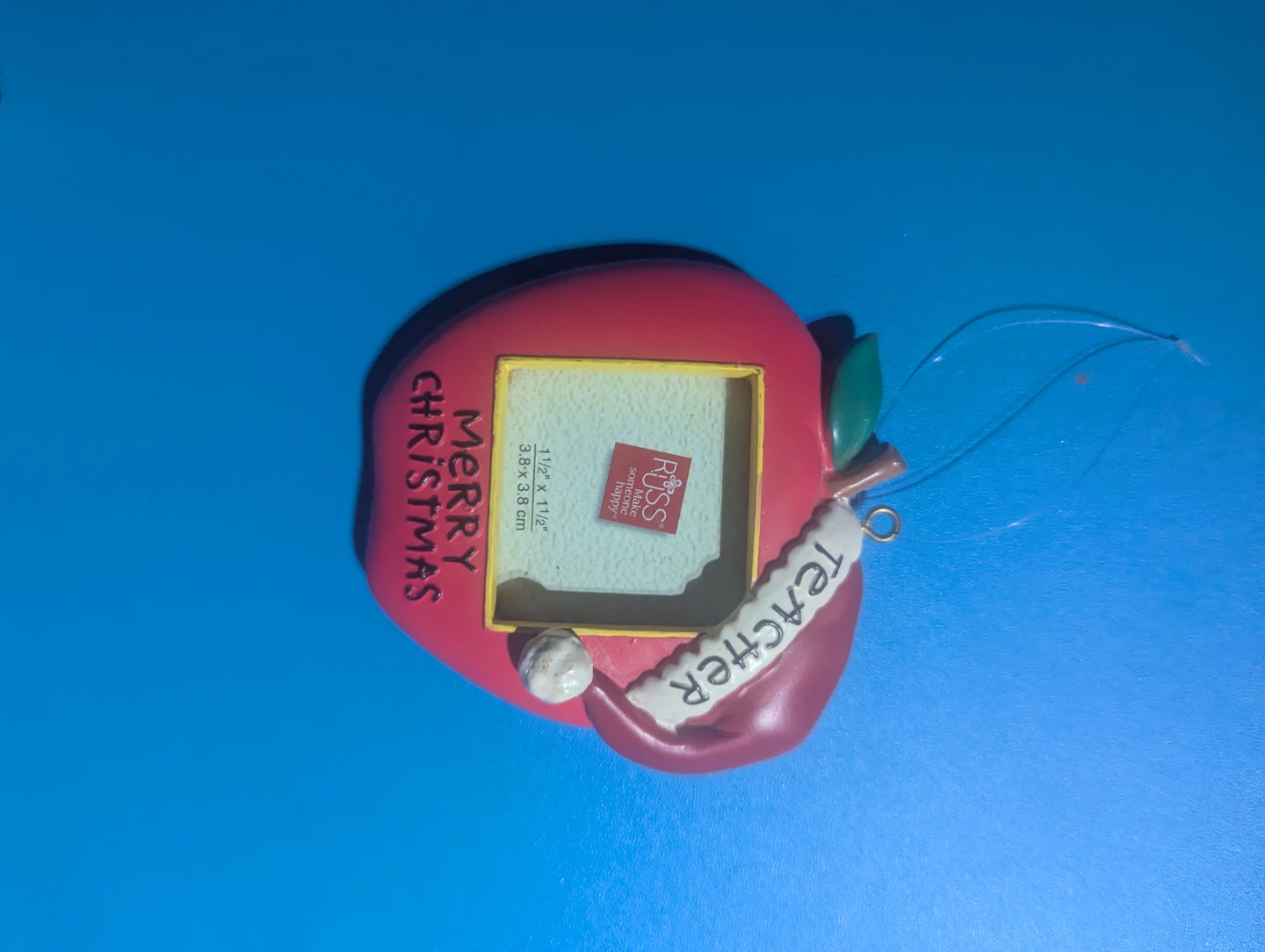 Russ Merry Christmas Teacher Apple Photo Ornament
