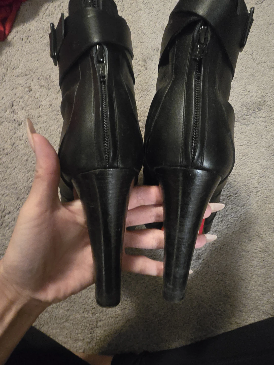 Christian Louboutin Black Leather Lace-Up Heeled Boots - Size 40 - photo 3