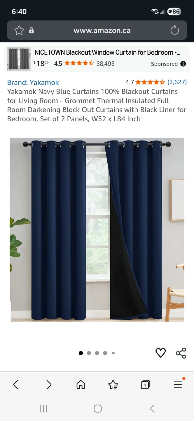 DecoNovo Navy Blue Curtains - Set of 2 Panels - photo 4