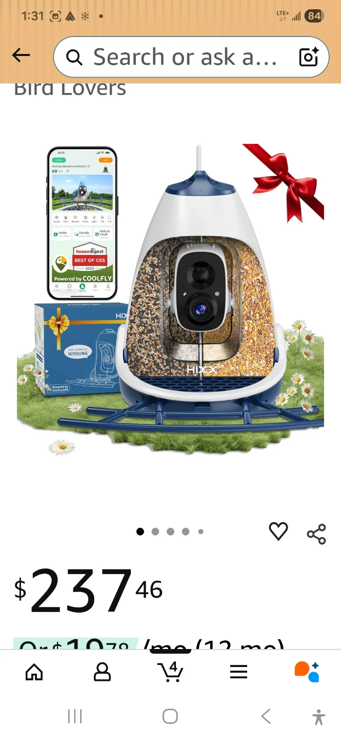 HIYOUNG Smart Bird Feeder with 2.5K HD Camera and Solar Panel