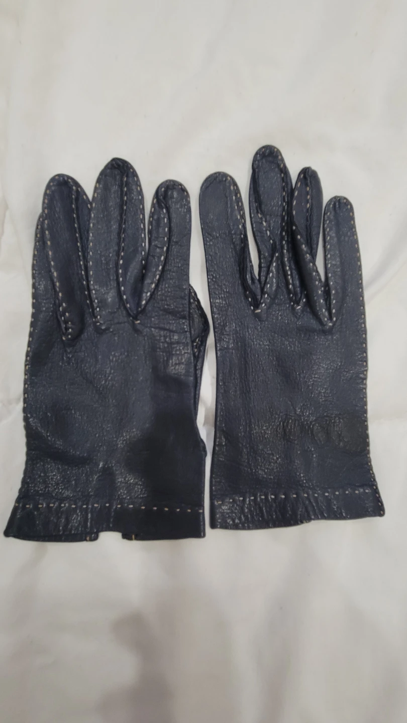 Navy Blue Italian Leather Gloves - Extra Small - photo 2