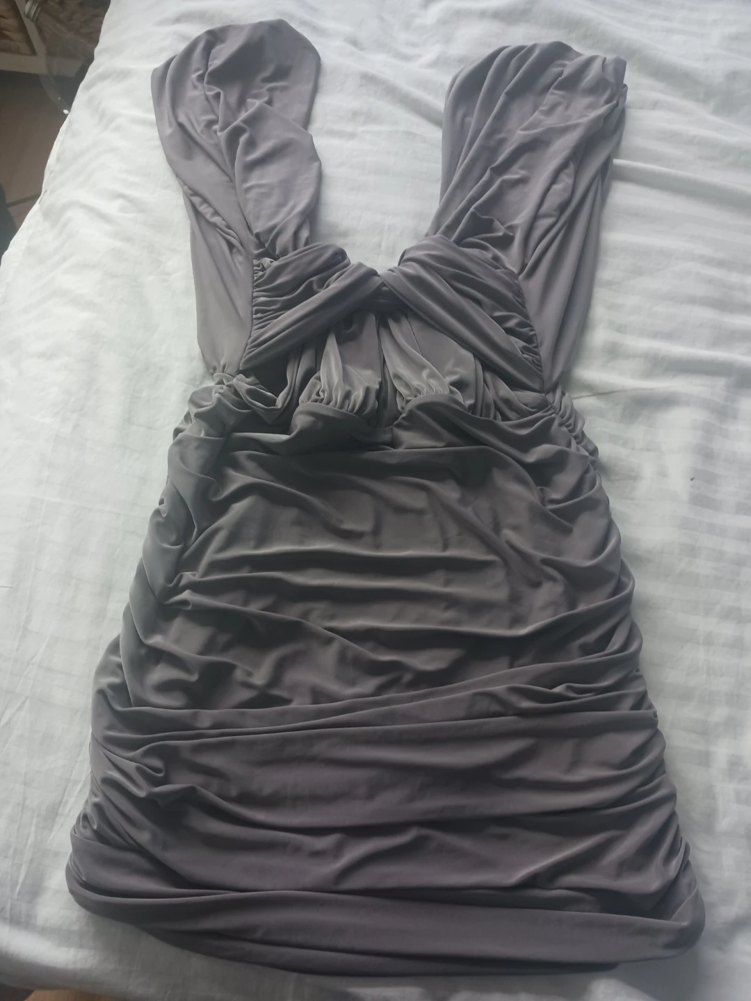 Fashion Nova Grey Ruched Convertible Dress