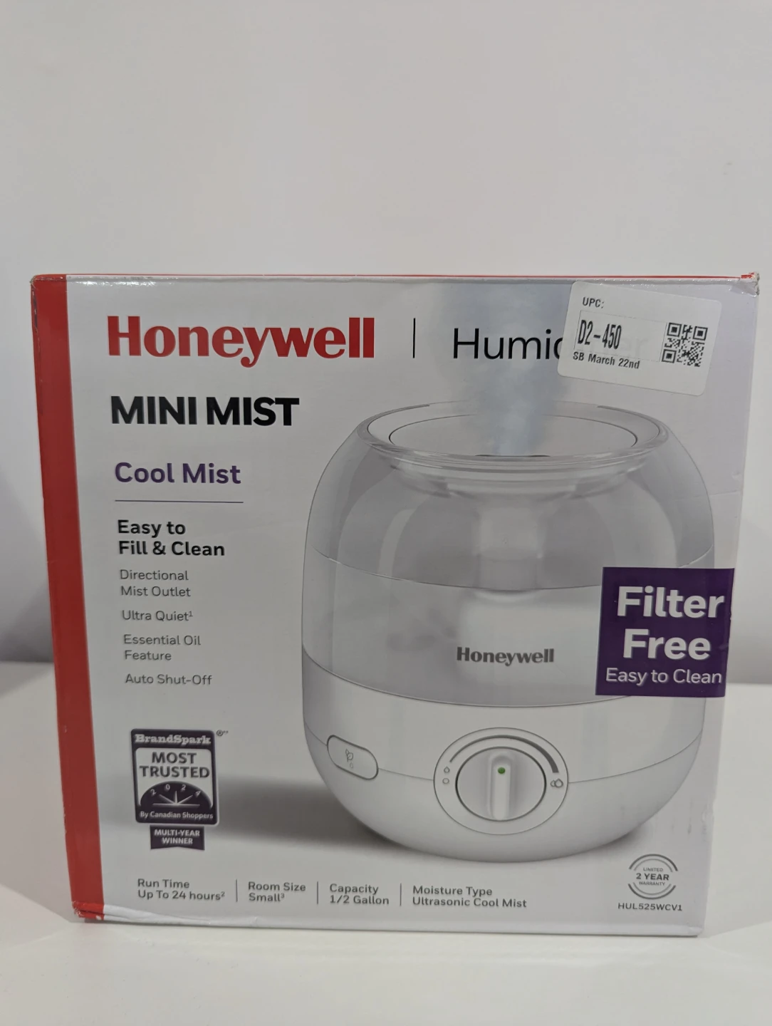 Honeywell HUL525WC Mini Mist™ Ultrasonic Cool Humidifier - photo 3