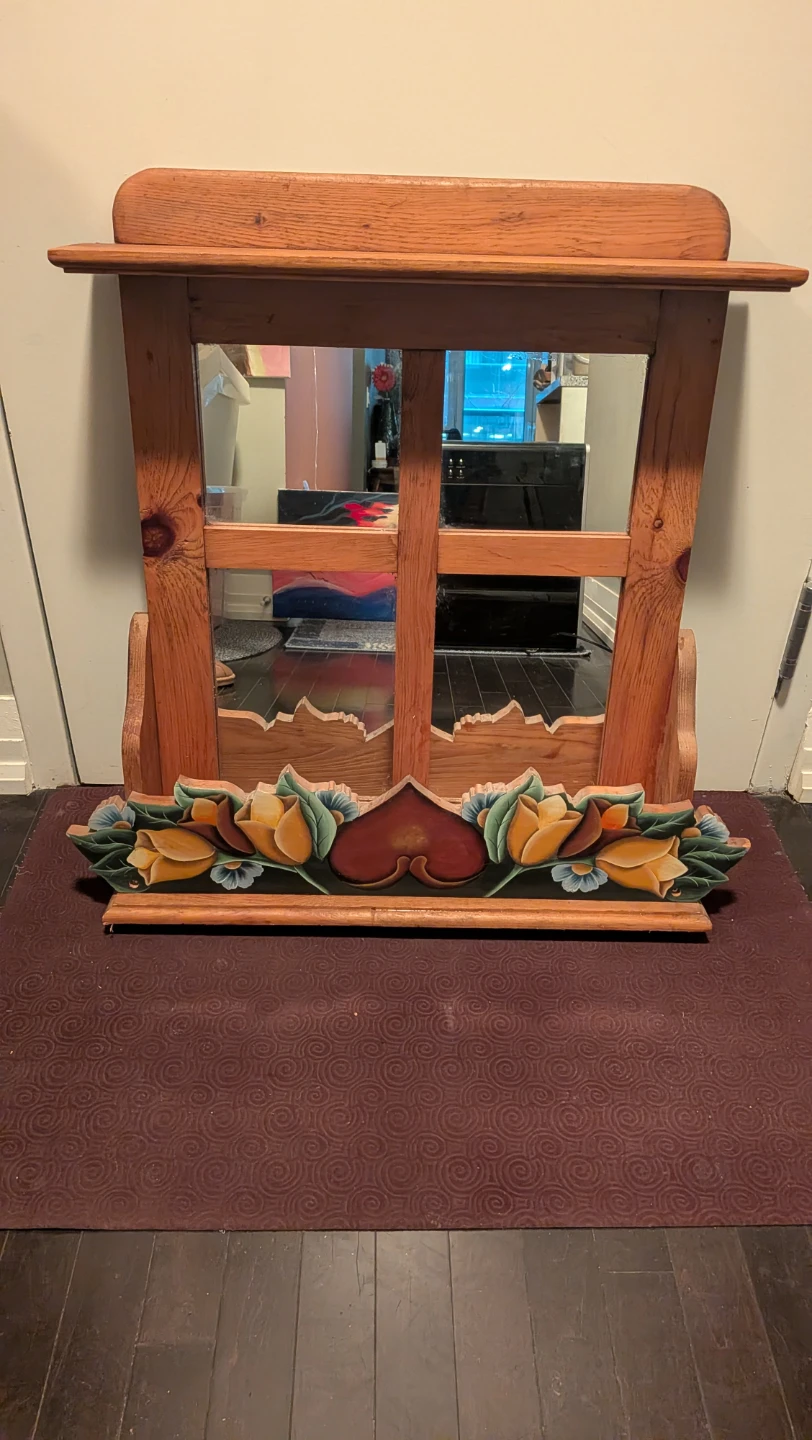 Decorative Wall Mirror with Floral Accent