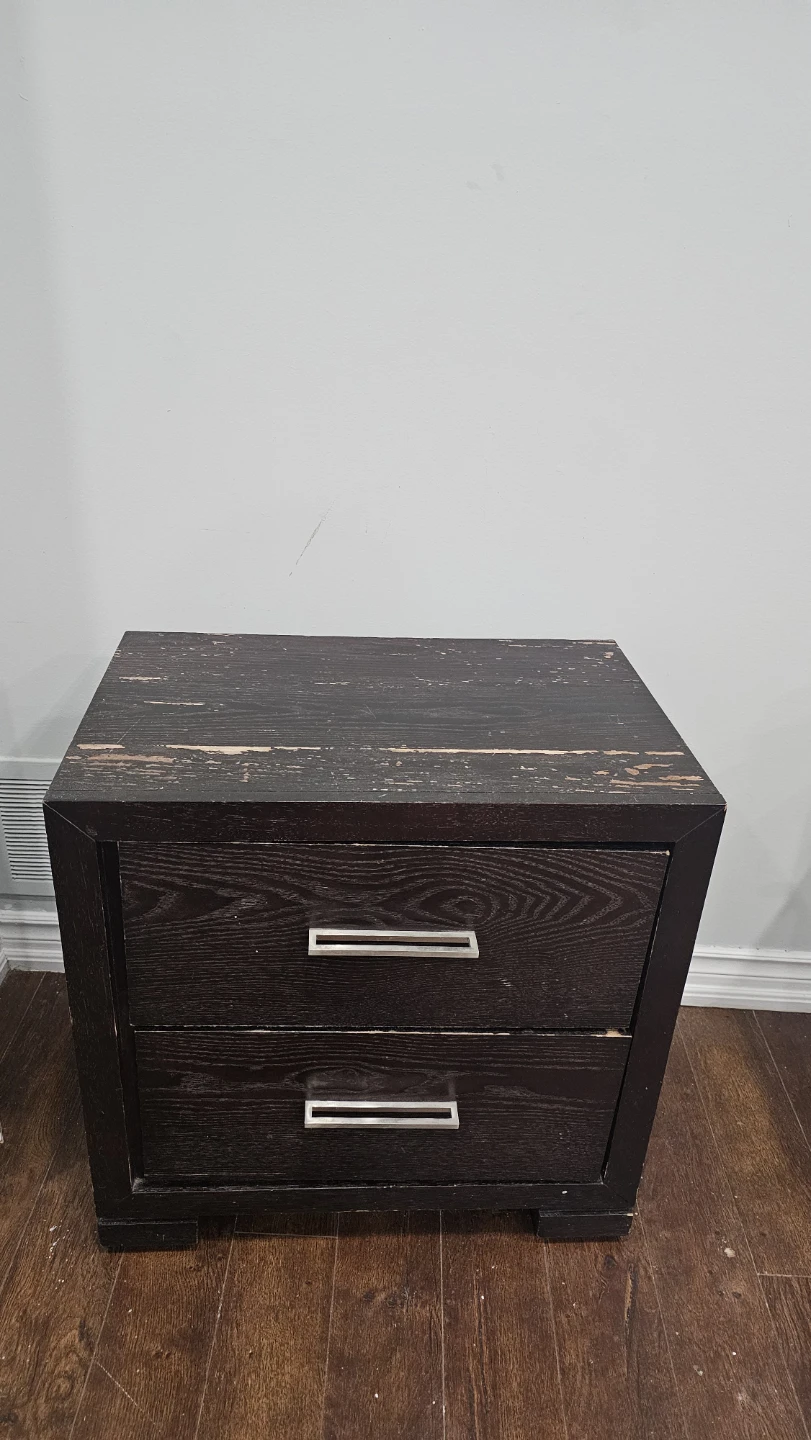 Dark Wood 2-Drawer Nightstand