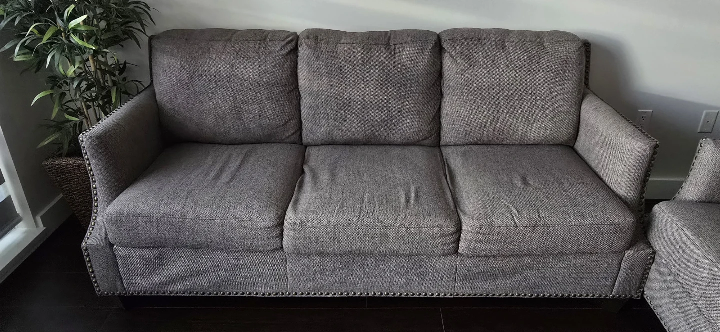 Grey Sofa with Cover Set Geometric Pattern - photo 4
