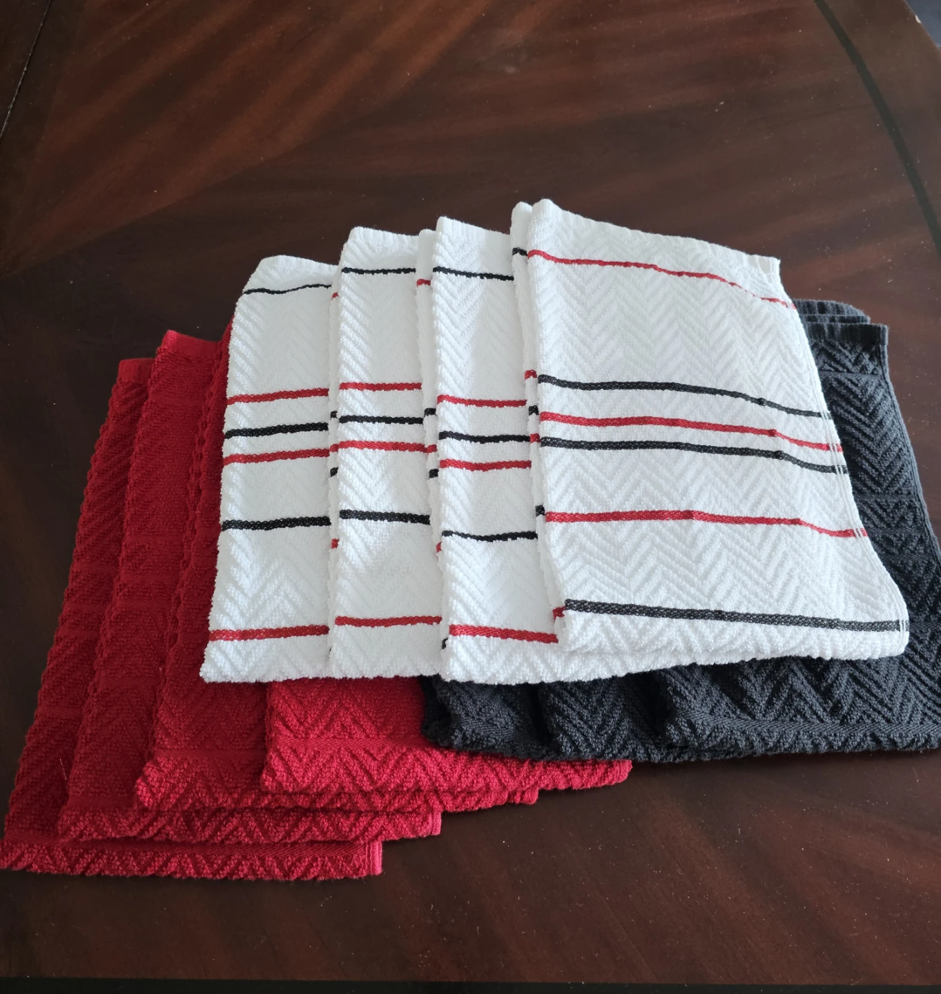 Set of 11 Kitchen Towels - Red, White, Black