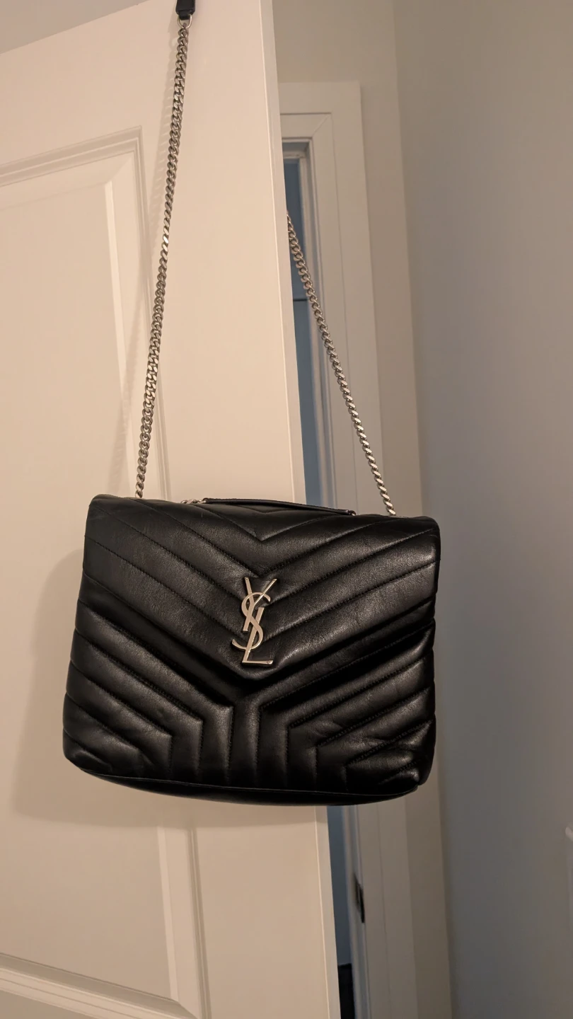Saint Laurent Black Leather Monogram Chain Bag