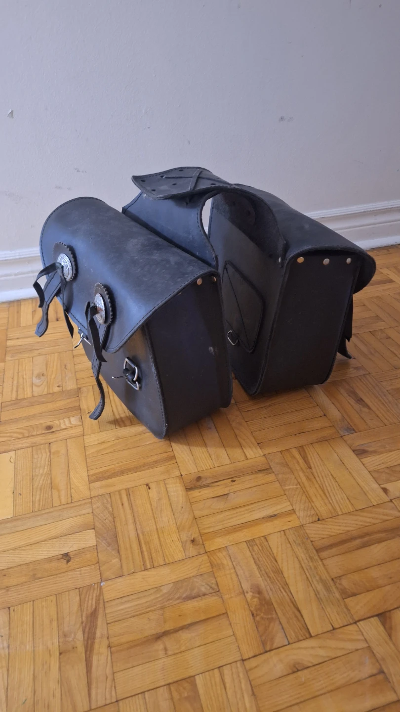 Black Leather Motorcycle Saddlebags