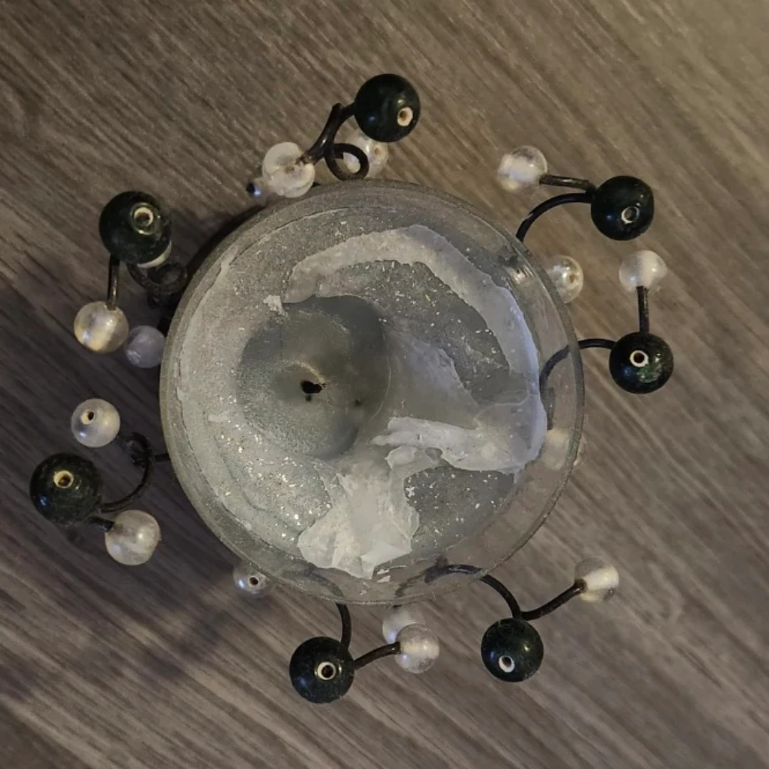 Decorative Candle Holder with Beaded Wire Accents
