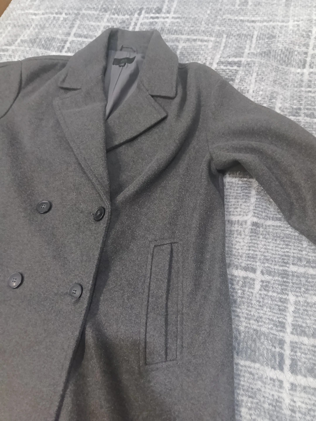 ZARA Grey Double-Breasted Wool Blend Coat - photo 4