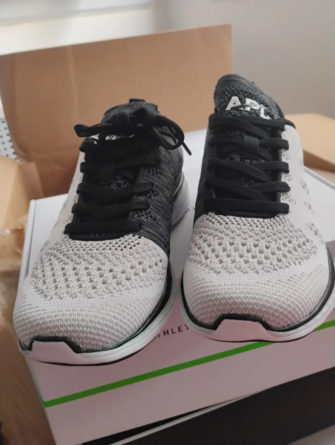 APL Athletic Propulsion Labs White/Black Knit Running Shoes