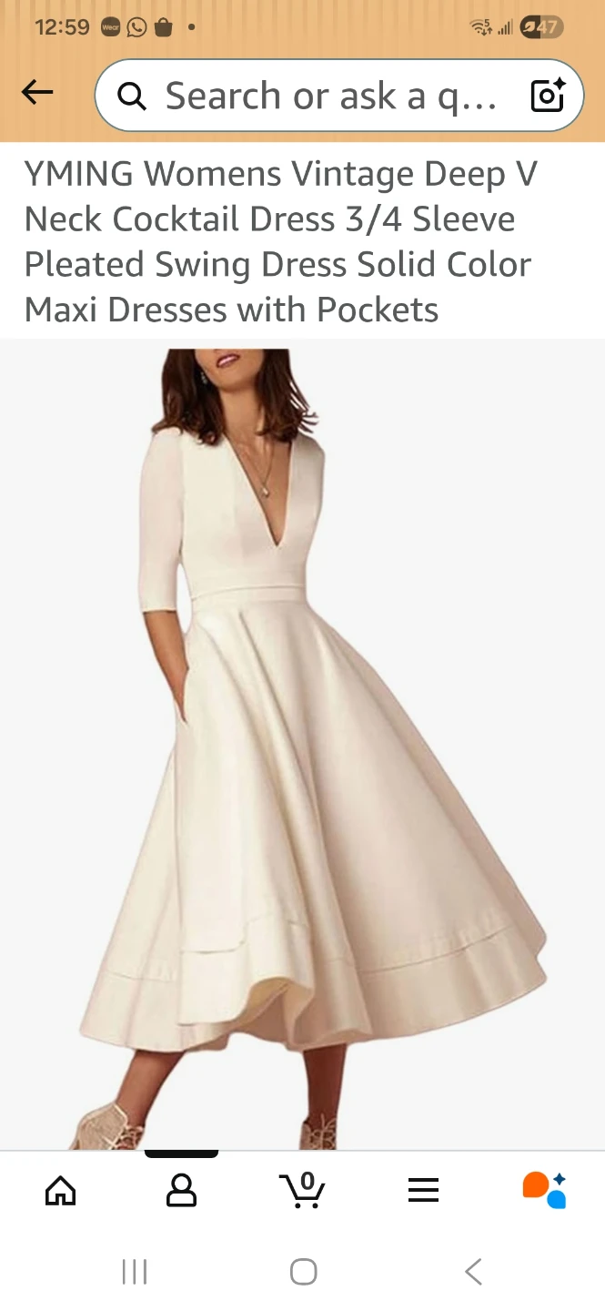 Yming Women's Vintage Deep V Neck Cocktail Dress